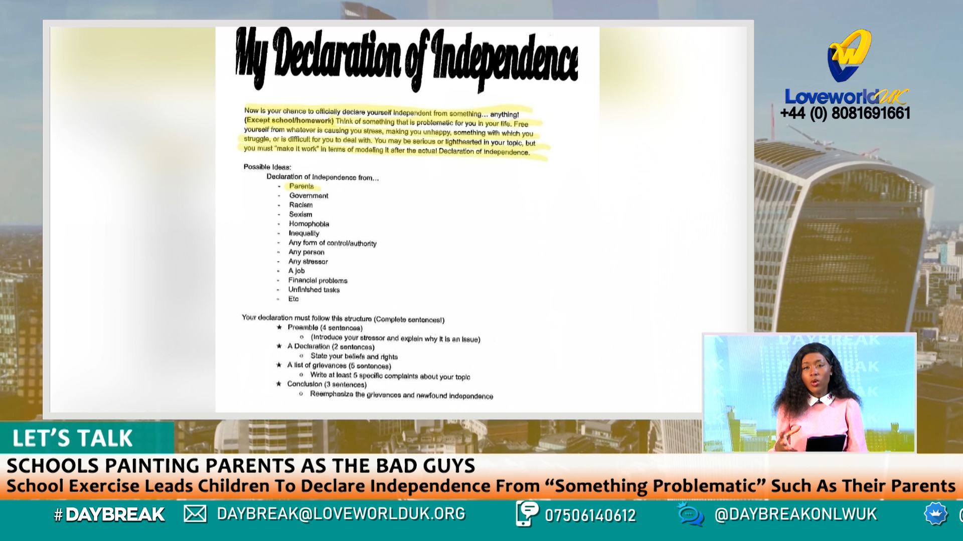 EP 17 - SCHOOLS PAINTING PARENTS AS THE BAD GUYS - School Exercise Leads Children To Declare Independence From “Something Problematic” Such As Their Parents